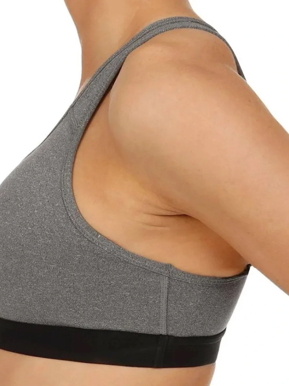 Nike Pro Dri-FIT Racerback Medium Support Sports Bra, Gray w Black, Sz XL